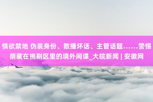 情欲禁地 伪装身份、散播坏话、主管话题……警惕荫藏在挑剔区里的境外间谍_大皖新闻 | 安徽网