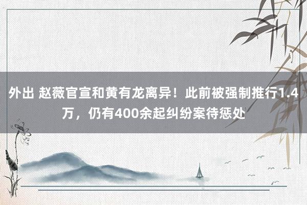 外出 赵薇官宣和黄有龙离异！此前被强制推行1.4万，仍有400余起纠纷案待惩处