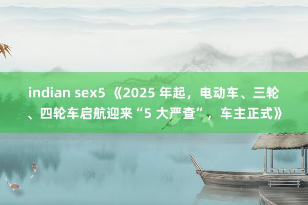 indian sex5 《2025 年起，电动车、三轮、四轮车启航迎来“5 大严查”，车主正式》