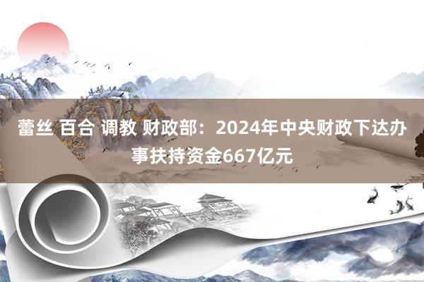 蕾丝 百合 调教 财政部：2024年中央财政下达办事扶持资金667亿元
