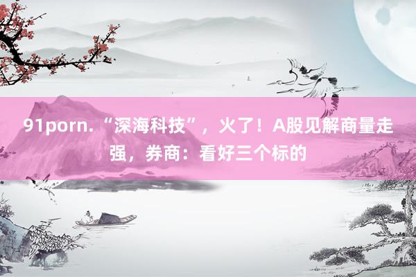 91porn. “深海科技”，火了！A股见解商量走强，券商：看好三个标的