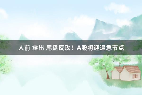 人前 露出 尾盘反攻！A股将迎遑急节点