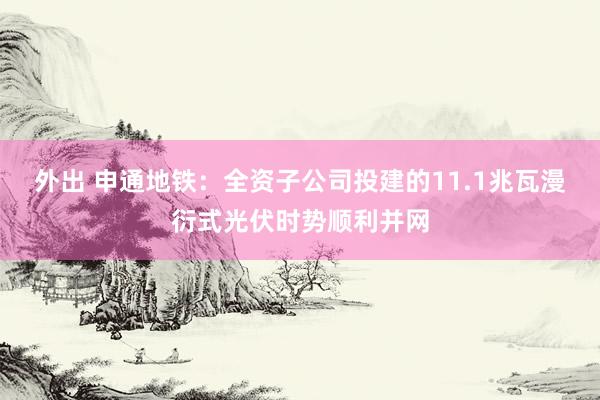 外出 申通地铁：全资子公司投建的11.1兆瓦漫衍式光伏时势顺利并网